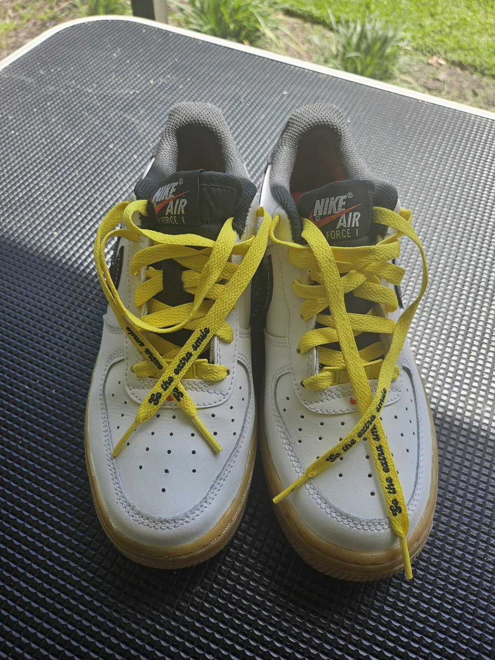 Nike Kids' Air Force 1 Low White and Yellow Casual Shoes